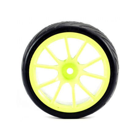 ROUES PISTE JAUNE FLUO
